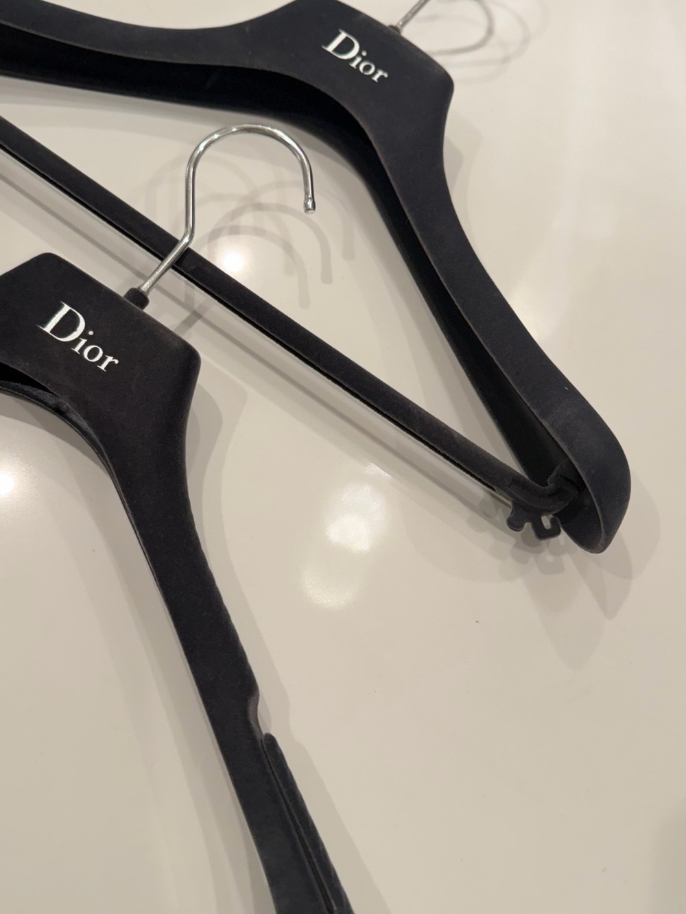 Dior Black Velvet Hangers with Silver Hooks - Pair - Picture 2 of 6